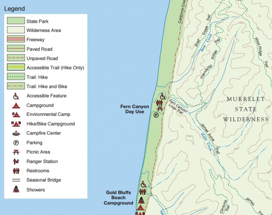 fern canyon map in humboldt