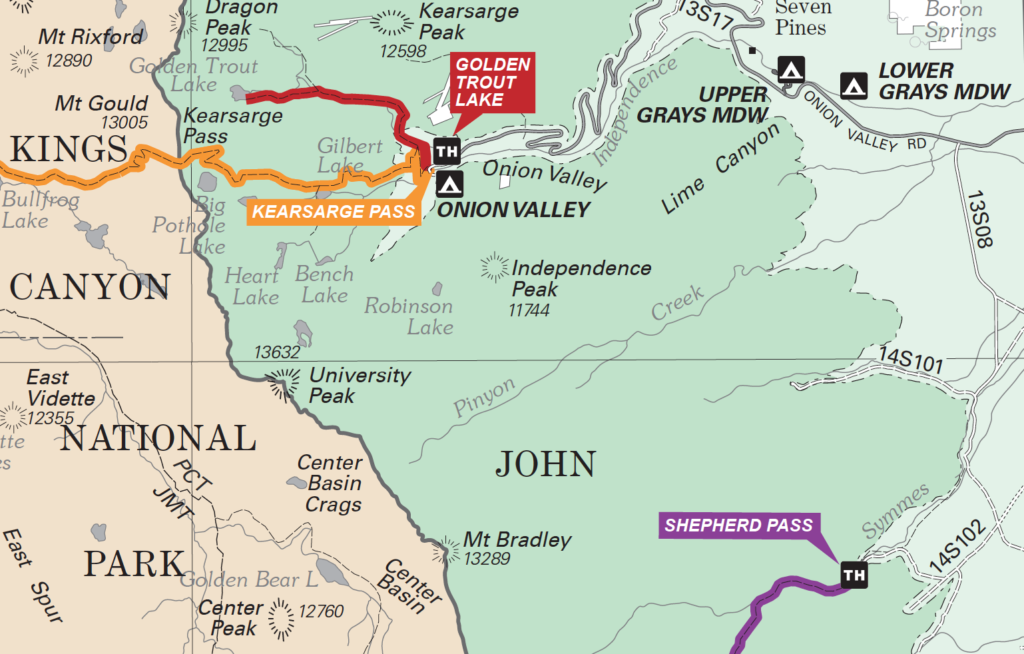 Map of the Onion Valley Trails